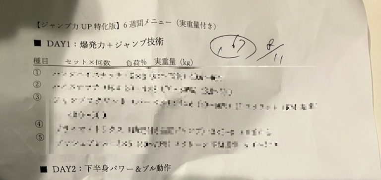 AIに作ってもらったジャンプ力アップトレーニングメニュー。重量が軽いのでなめていたら、実践してみるとまぁきつい。やはり自分の殻に閉じこもって狭い視野でトレーニングをするのではなく、躓いた時こそ思い切っていつもやっていない支店を取り入れることが重要だ。